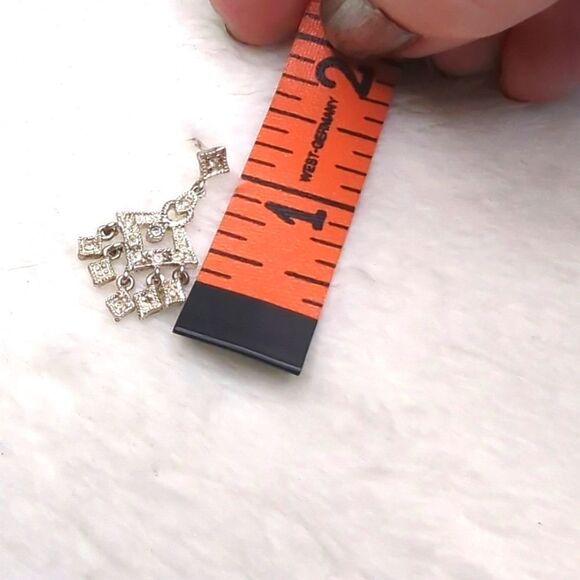 Vintage Sterling Silver and Tiny CZ Stone Drop Pierced Earrings - Picture 7 of 8